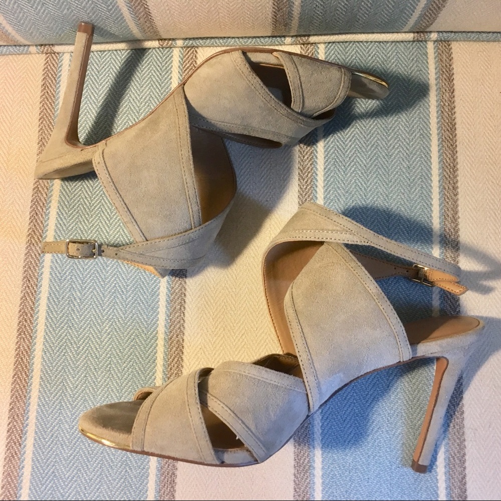 Banana Republic Suede Ankle Wrap Sandal Heel 7.5